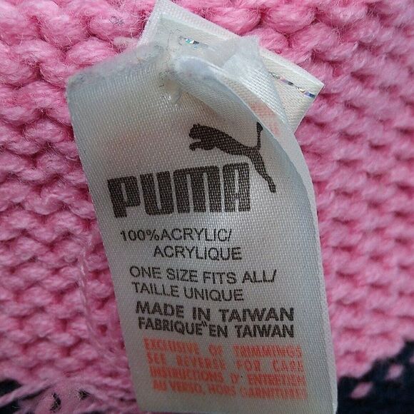 Puma Pink Black White Beanie With Pom - Picture 3 of 5